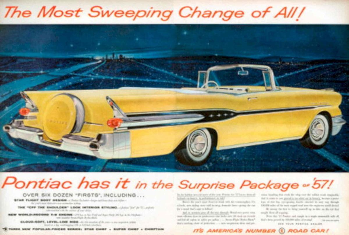 Pontiac Surprise Convertible 1950s Vintage Retro Advert Poster