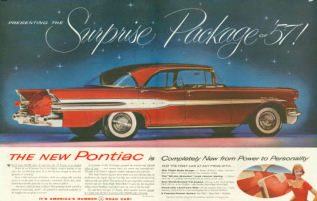 Pontiac Surprise Package 1950s Vintage Retro Advert Poster