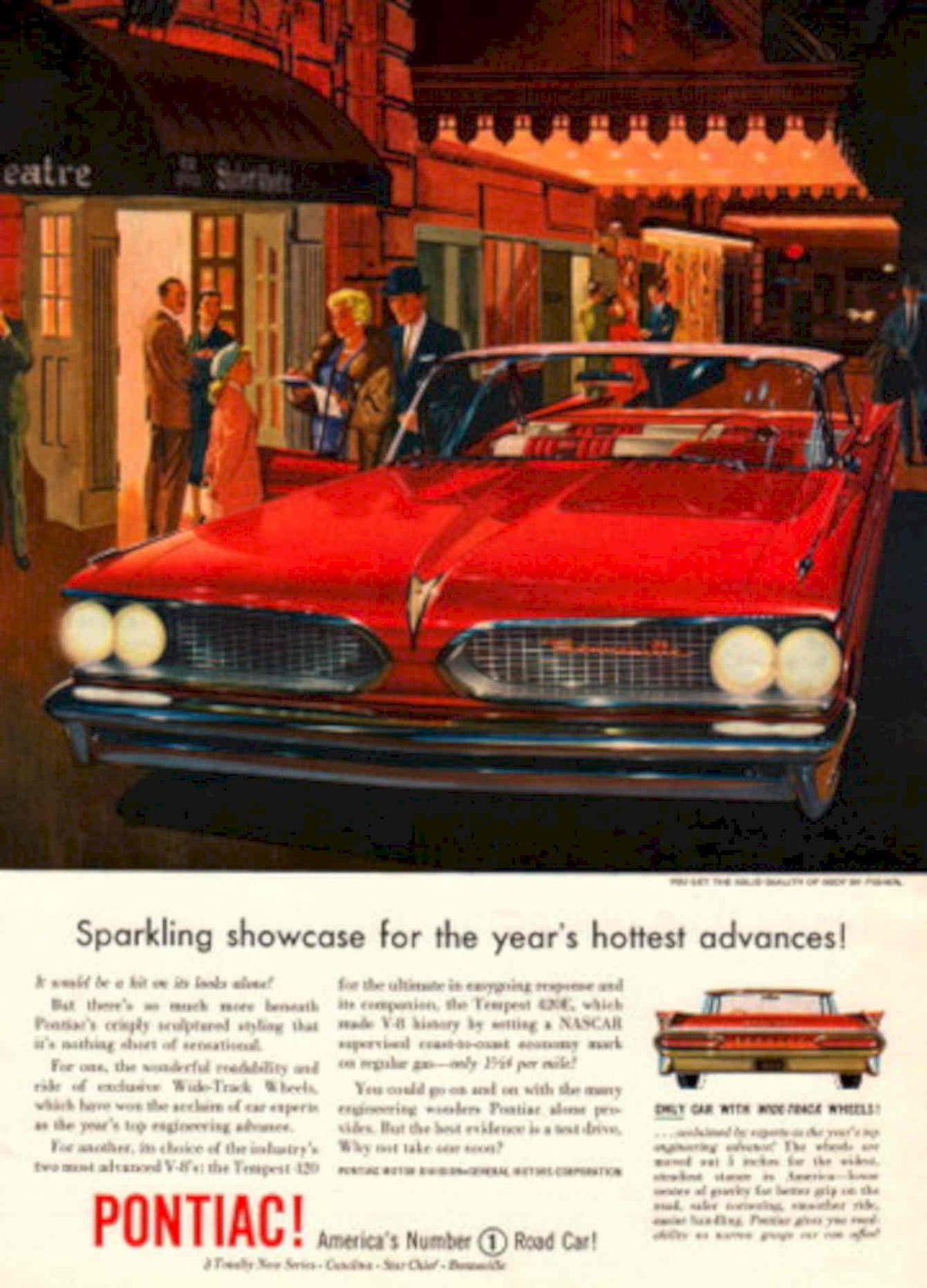 Pontiac Tempest Convertible 1950s Vintage Retro Advert Poster