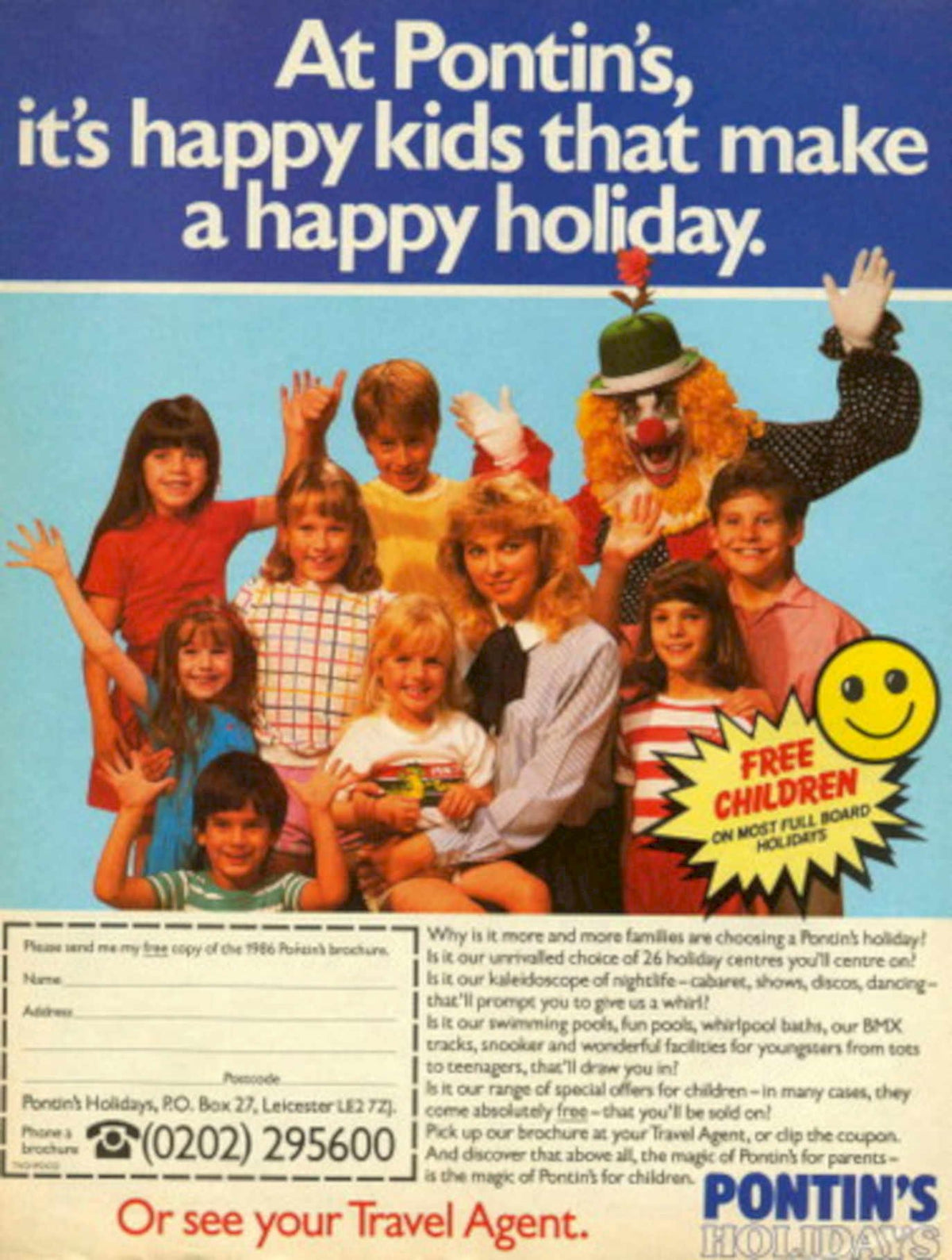 Pontins Kids Holiday 1980s Vintage Retro Advert