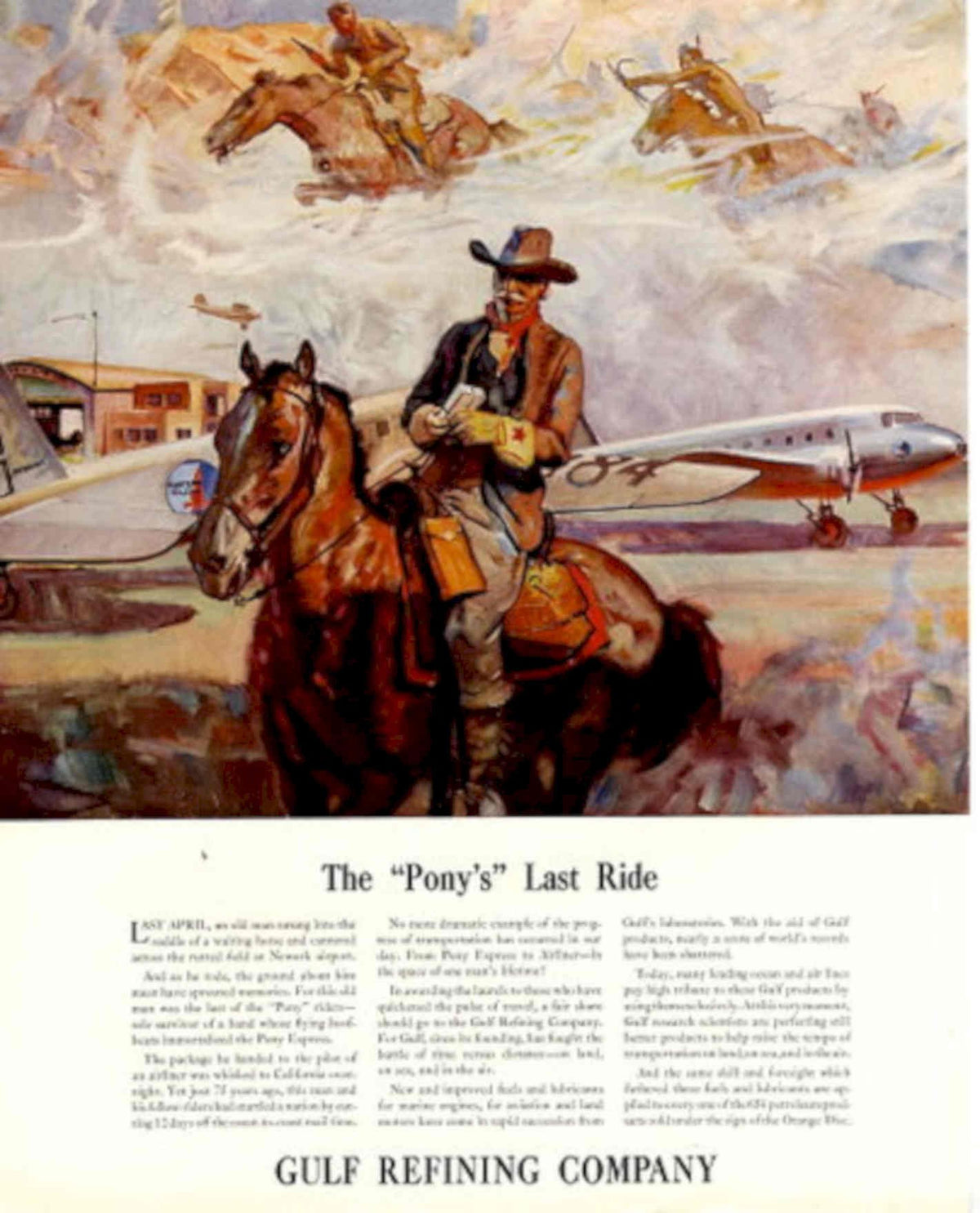 Pony Express Planes 1940s Vintage Retro Advert Poster