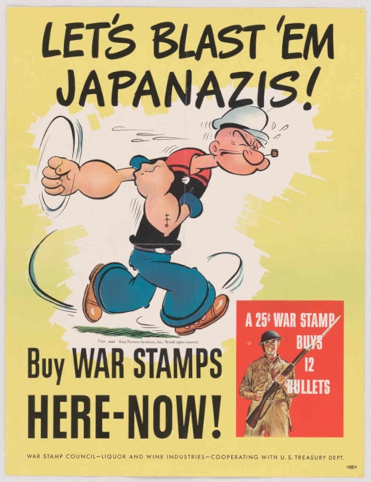 Popeye Japanazis War American World War II Advert Poster