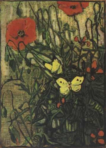 Poppy And Butterflies Saint Remy 1890 A4 Photo Print