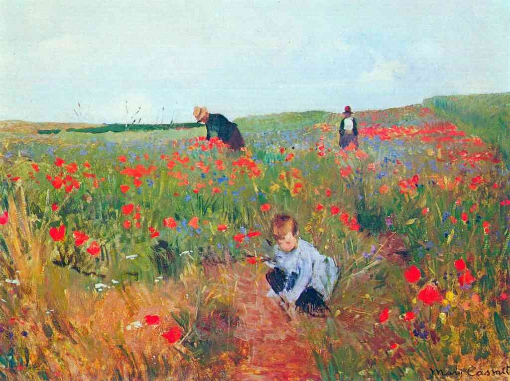 Poppy In The Field Cassatt A4 Photo Print