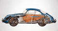 Porsche 356B 1962 cutaway A4 Photo Print