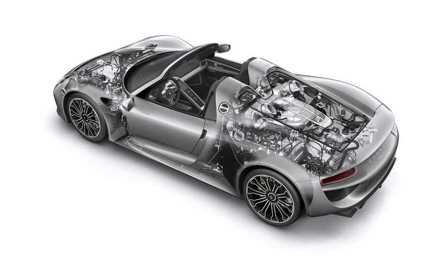 Porsche 918 Spyder cutaway A4 Photo Print