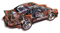 Porsche 934 Turbo RSR cutaway A4 Photo Print