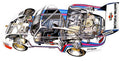 Porsche 935 cutaway A4 Photo Print