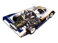 Porsche 956 cutaway A4 Photo Print