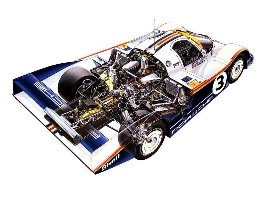 Porsche 956 cutaway A4 Photo Print