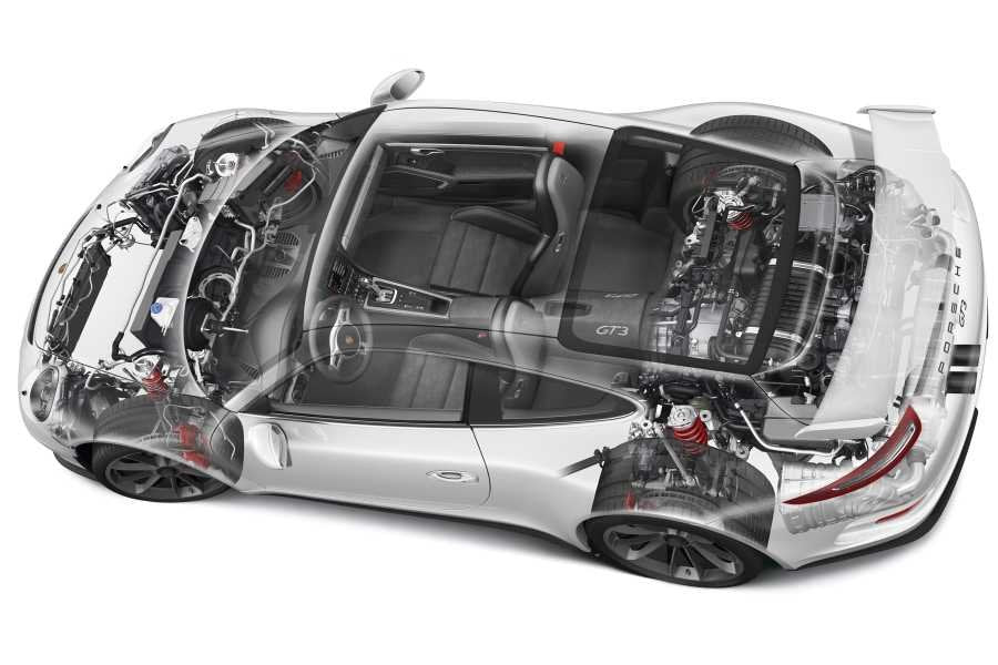 Porsche 991 cutaway A4 Photo Print