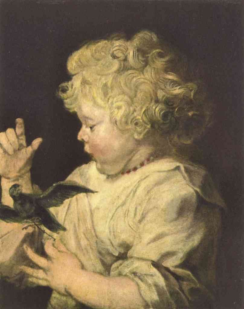 Portrait Of A Child With Bird Van Dyck A4 Photo Print