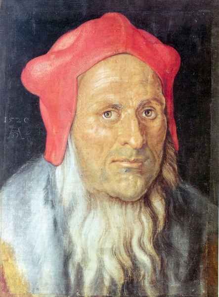 Portrait of a bearded man with red cap by Durer A4 Photo Print