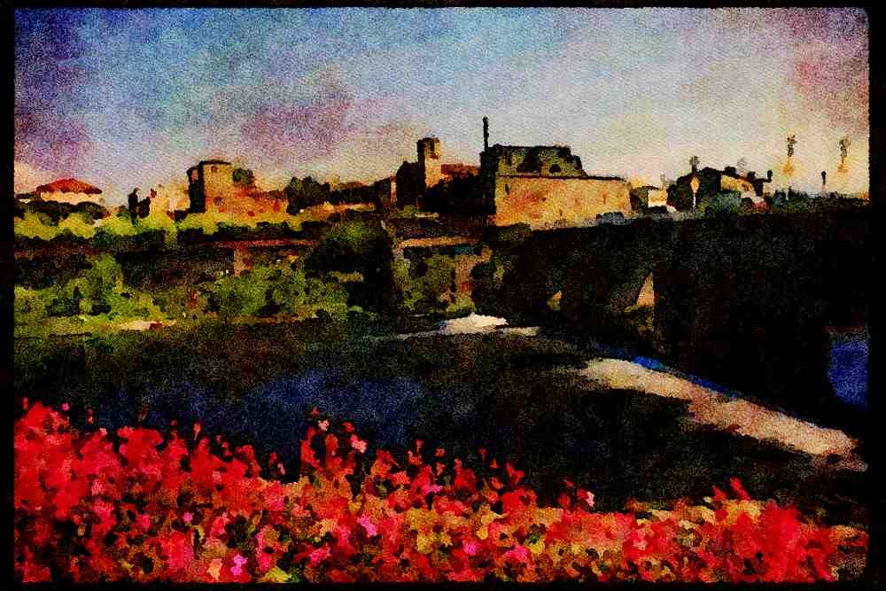 Portugal Rural 256011 The Cavado River, Barcelos A4 Limited Edition Watercolour Print