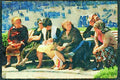 Portugal Rural 256038 Local Women On Park Bench A4 Limited Edition Watercolour Print