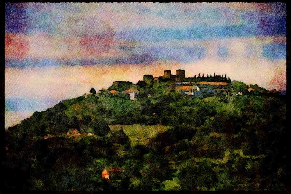 Portugal Rural 256042 Castle Of Ourem A4 Limited Edition Watercolour Print