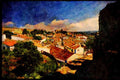 Portugal Rural 256071 Wide View, Obidos A4 Limited Edition Watercolour Print