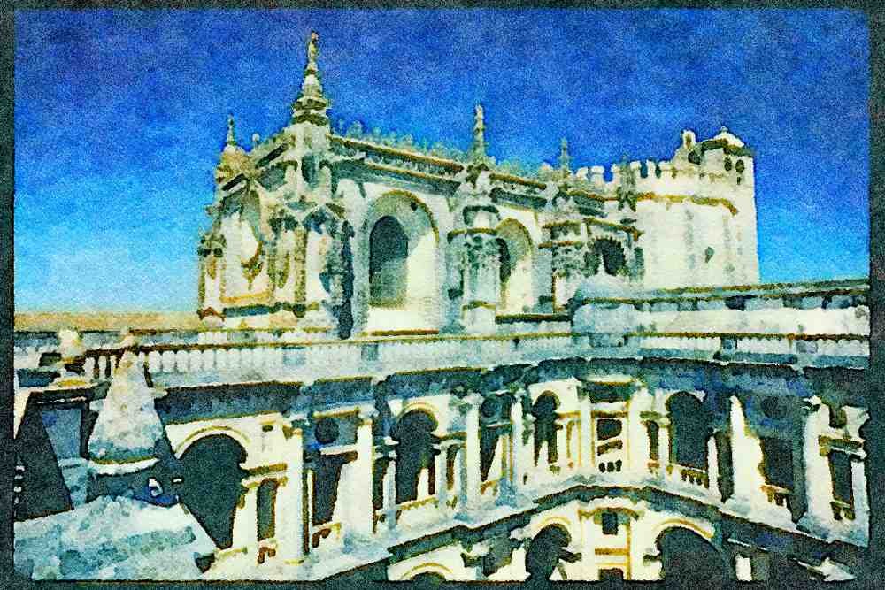 Portugal Rural 256090 Church Of Holy Sepulchre A4 Limited Edition Watercolour Print