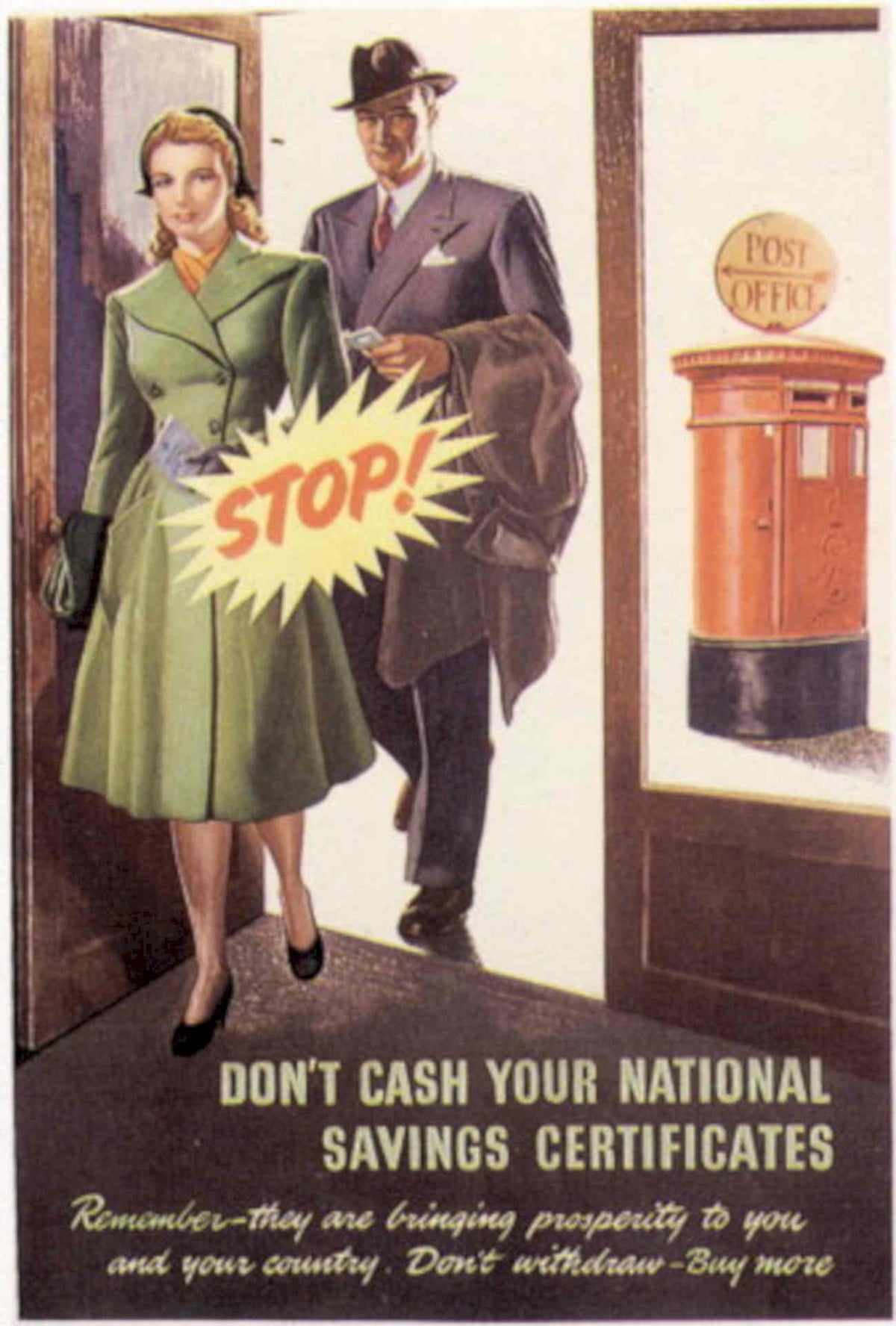 Post Office Couple 1940s Vintage Retro Advert Poster