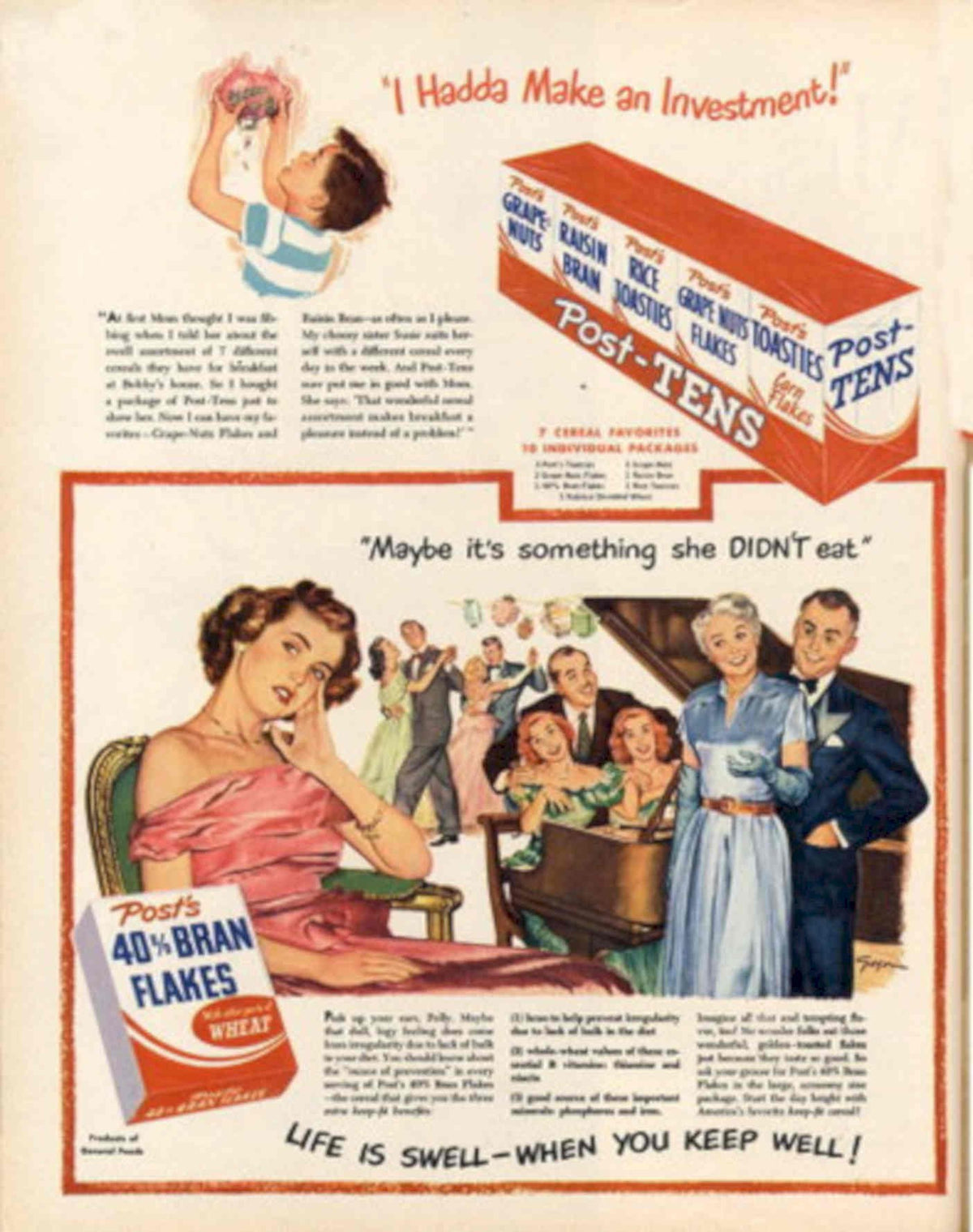 Post Tens Flakes 1940s Vintage Retro Advert Poster