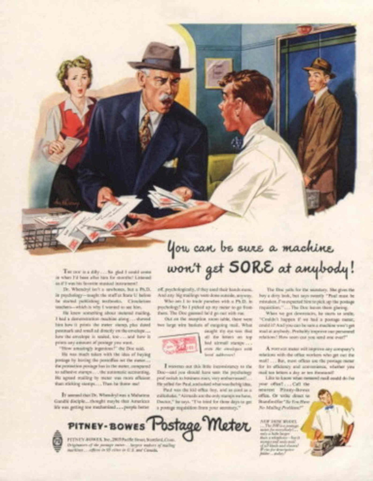 Postage Meter 1940s 1940s Vintage Retro Advert Poster