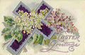 Postcard 1909 Easter Greetings Cross with Flowers A4 Photo Print