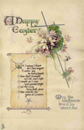 Postcard 1912 A Happy Easter with cross & flowers A4 Photo Print
