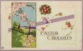 Postcard 1917 Easter Thoughts with church & blossom A4 Photo Print