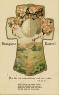 Postcard 1921 Pictorial cross with eggs & blossom A4 Photo Print