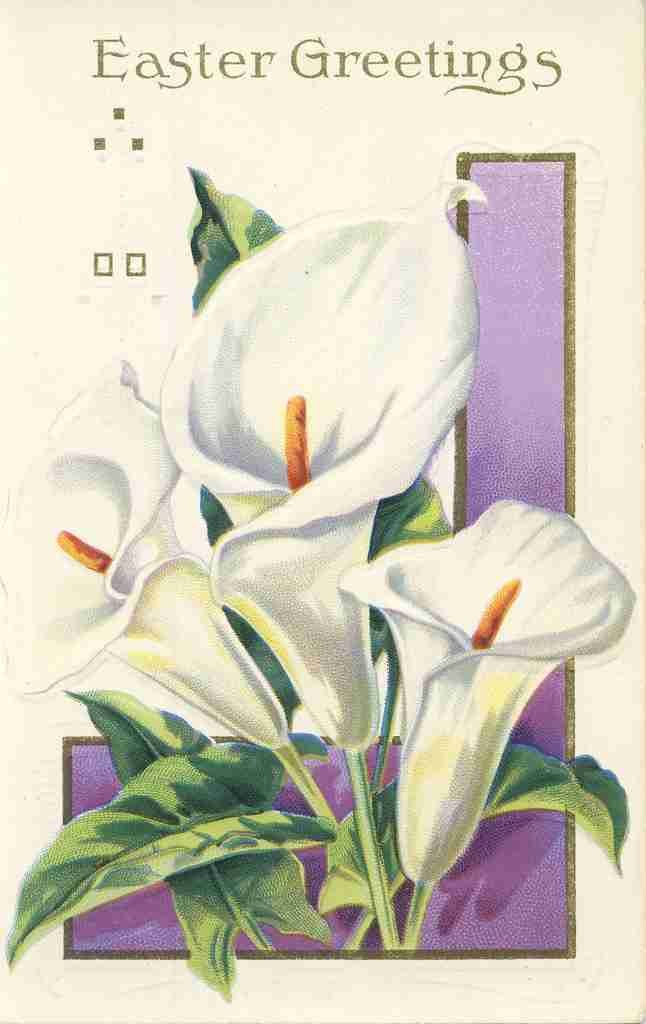 Postcard nd Easter Greetings with Lilies A4 Photo Print