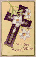 Postcard nd With Best Easter Wishes Cross with lilies A4 Photo Print