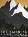 Poster c1936 9 See America Welcome to Montana A4 Photo Print