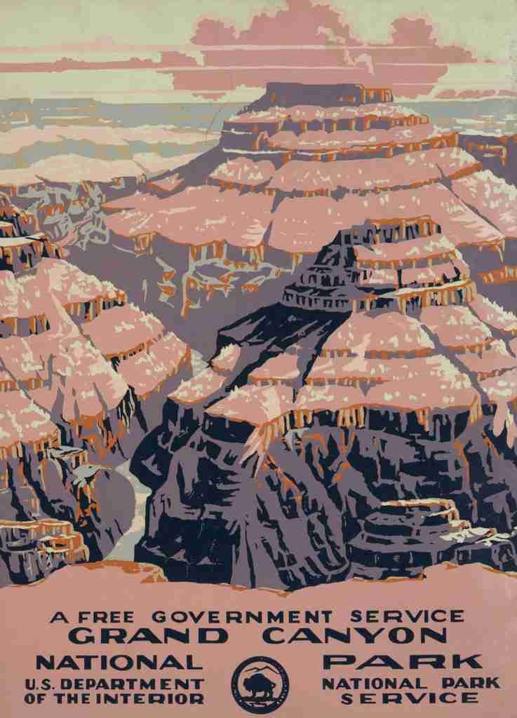 Poster c1938 Grand Canyon National Park A4 Photo Print