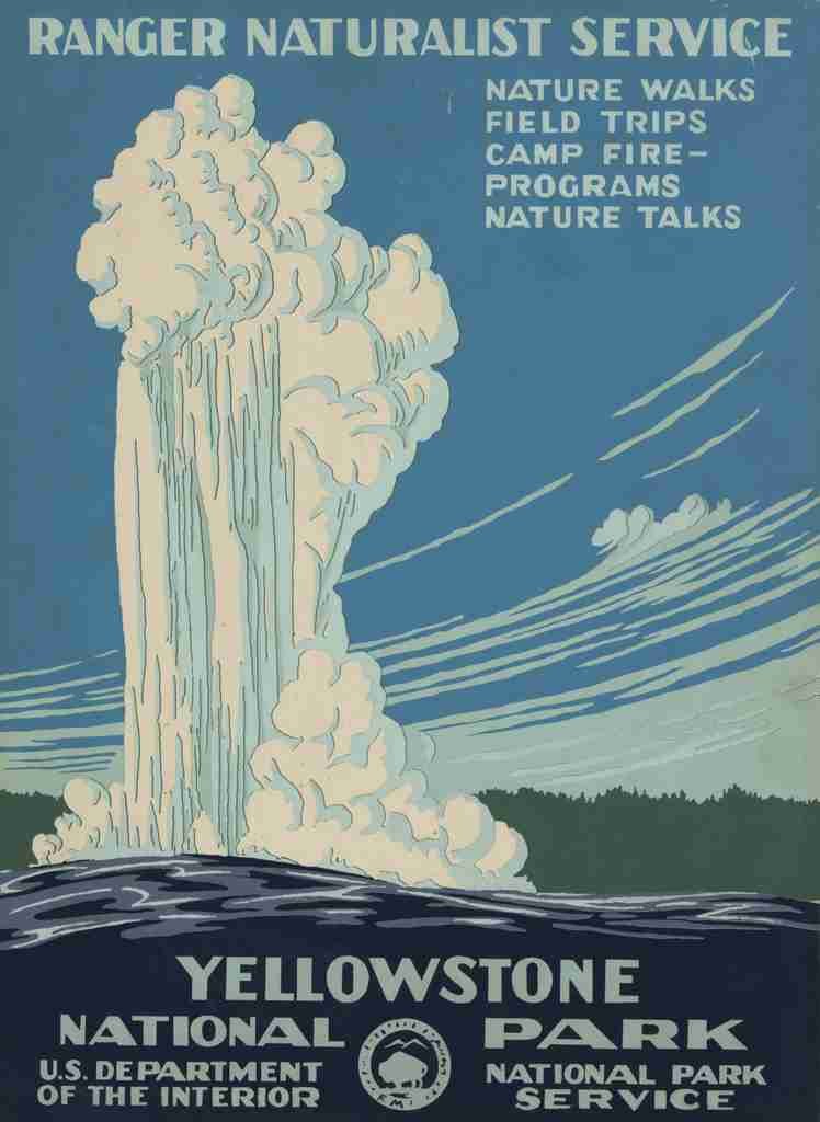 Poster c1938 Yellowstone National Park A4 Photo Print