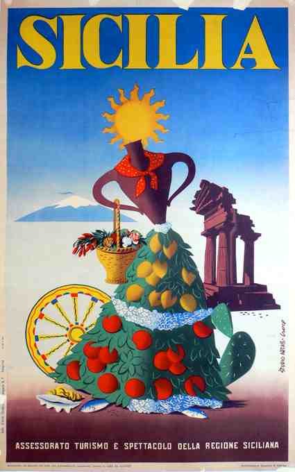 Postersicilia Vintage Advert A4 Photo Print
