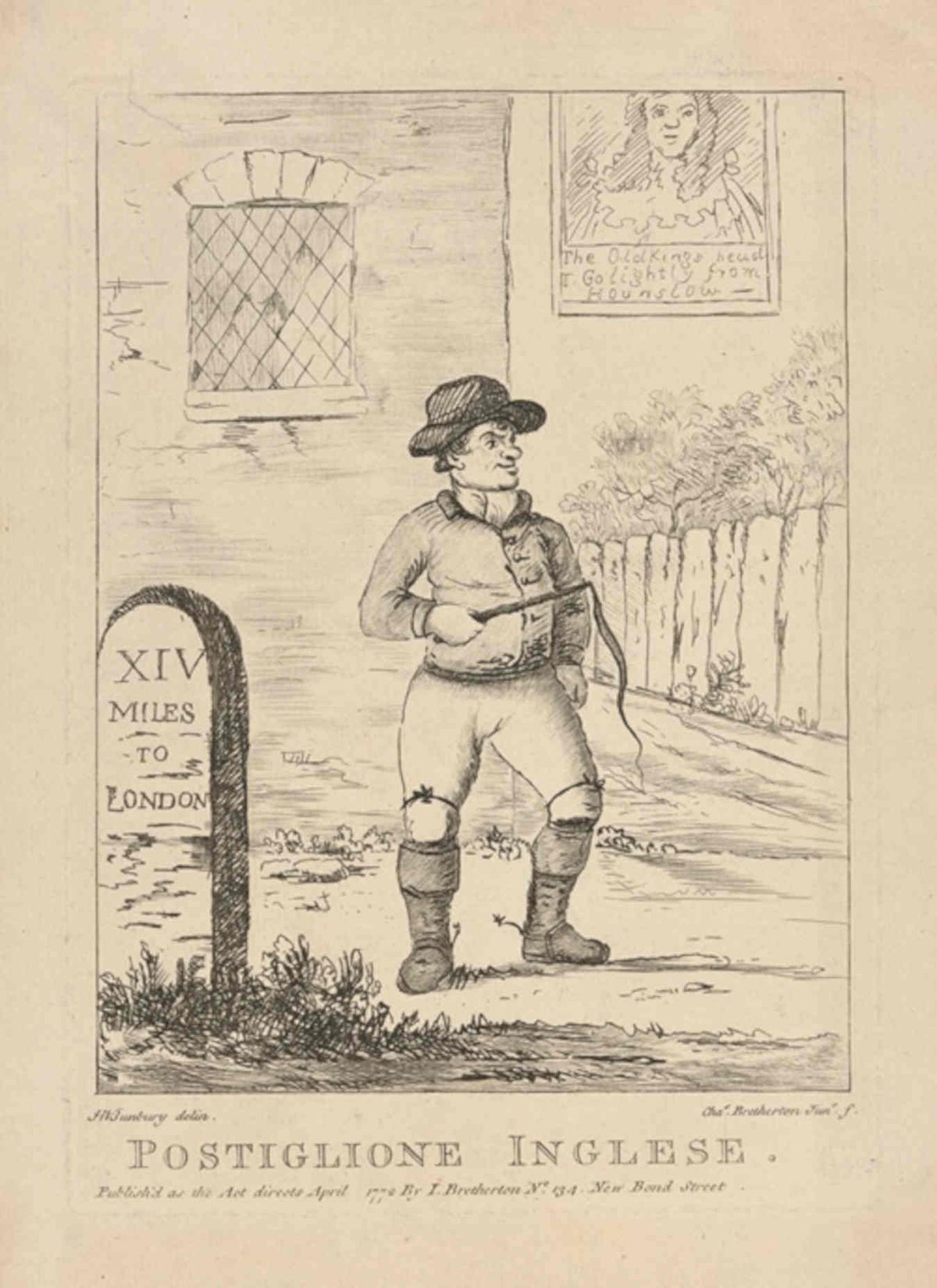 Postiglione Inglese London GB Cartoon Vintage Retro Advert Poster