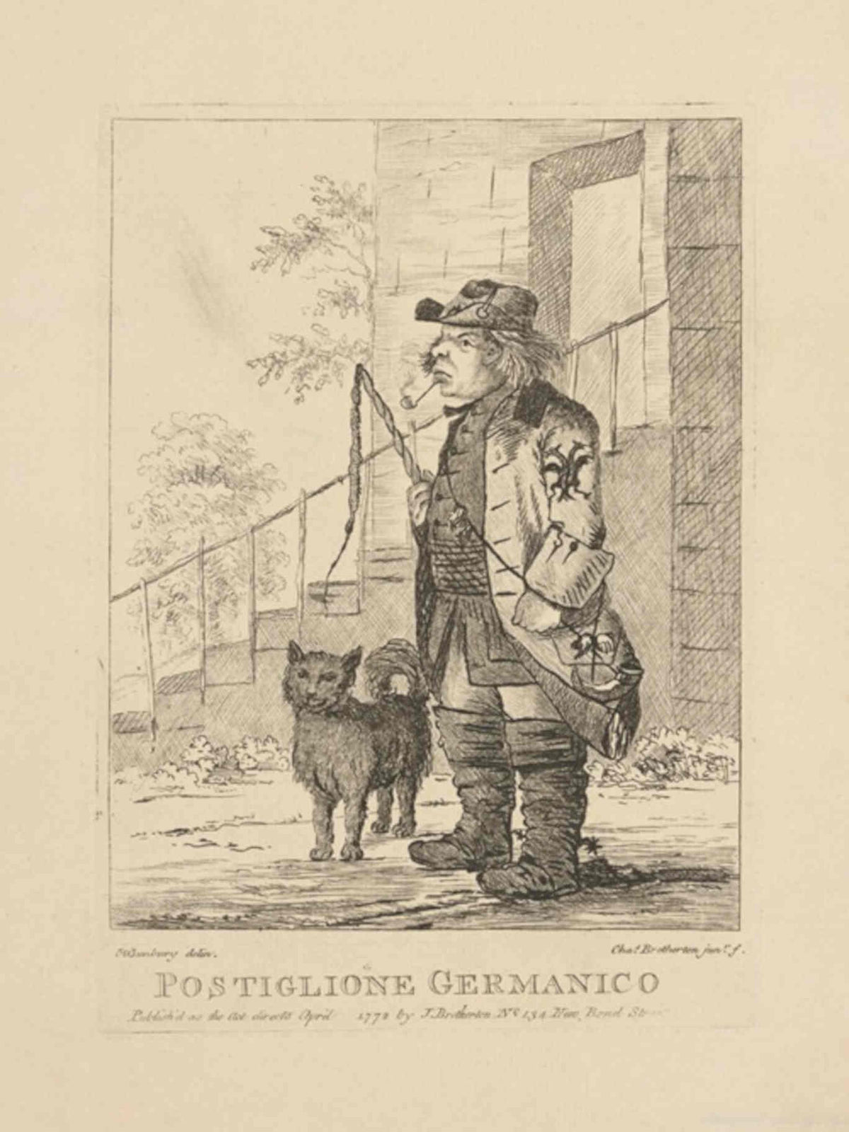 Postman Lithograph Print GB Cartoon Vintage Retro Advert Poster