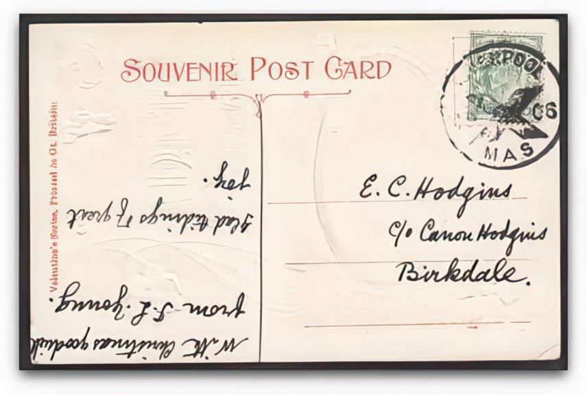 Postmark Christmas Cross Liverpool 1906 On Postcard Vintage A4 Photo Print