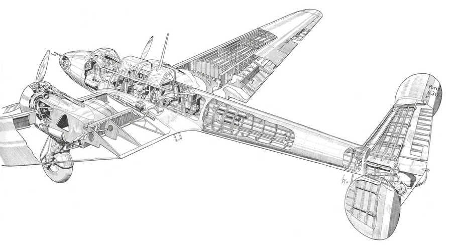 Potez 630 cutaway A4 Photo Print