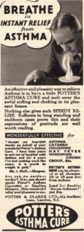Potters Asthma Cure 1940s Vintage Retro Advert Poster