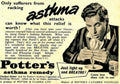 Potters Asthma Remedy 1950s Vintage Retro Advert Poster