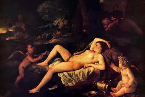 Poussin Nicholas Sleeping Venus And Cupid A4 Photo Print