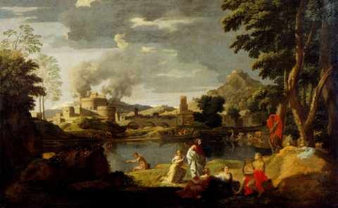 Poussin Nicolas Landscape With Orpheus And Eurydice A4 Photo Print