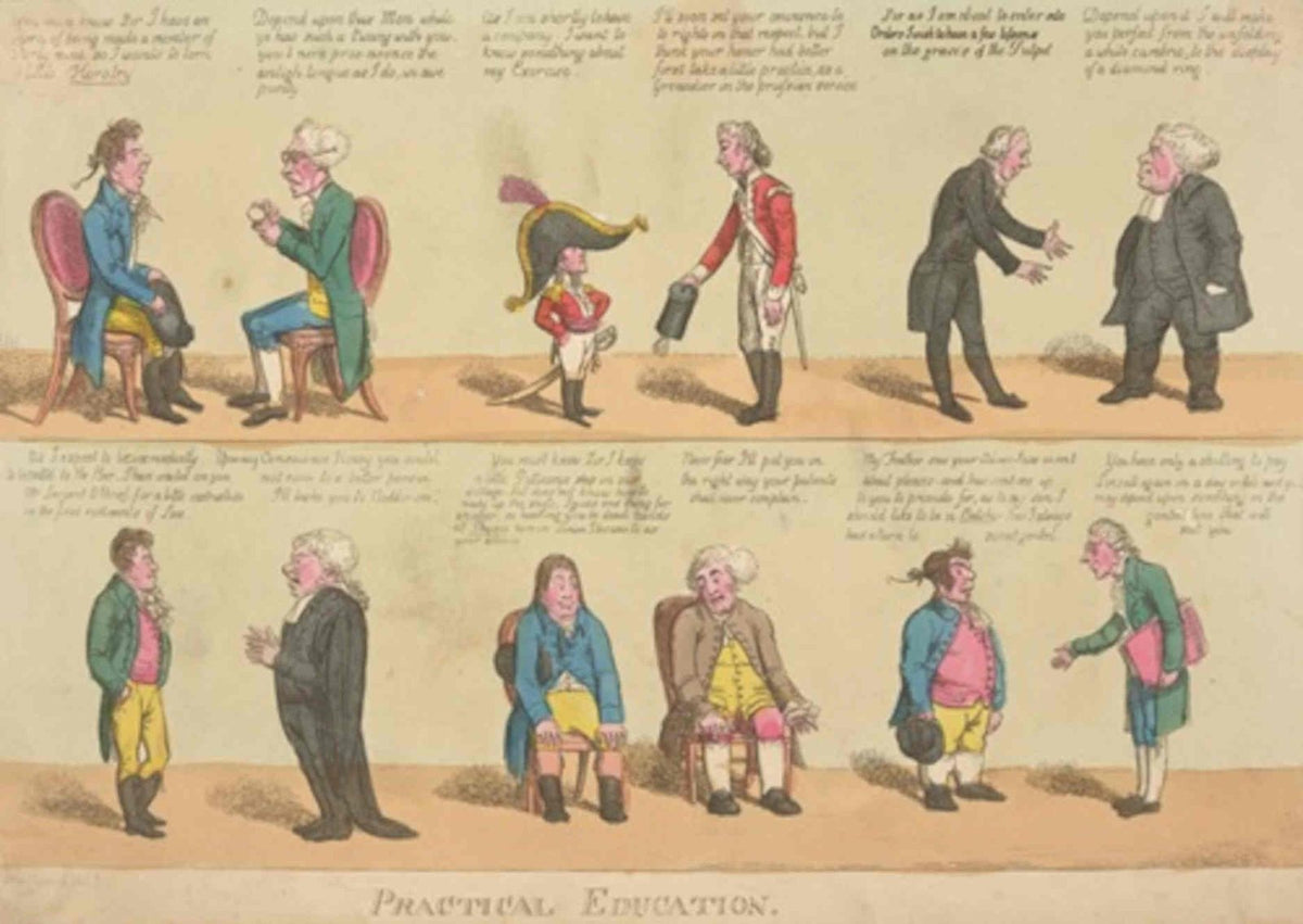Practical Education Figures GB Cartoon Vintage Retro Advert Poster