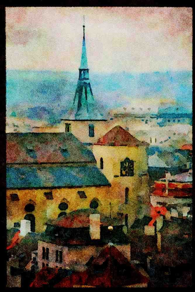 Prague Praha 248003 Above Prague A4 Limited Edition Watercolour Print