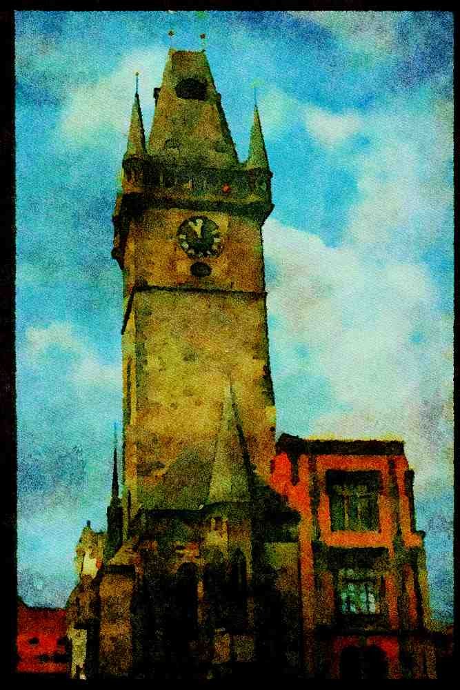 Prague Praha 248018 The Clock Tower A4 Limited Edition Watercolour Print