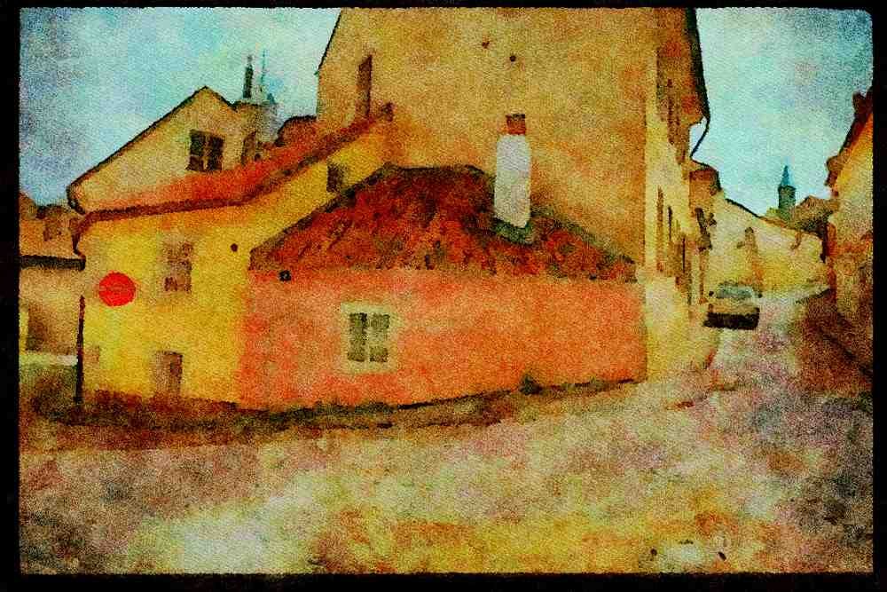Prague Praha 248026 Novy Svet Area A4 Limited Edition Watercolour Print