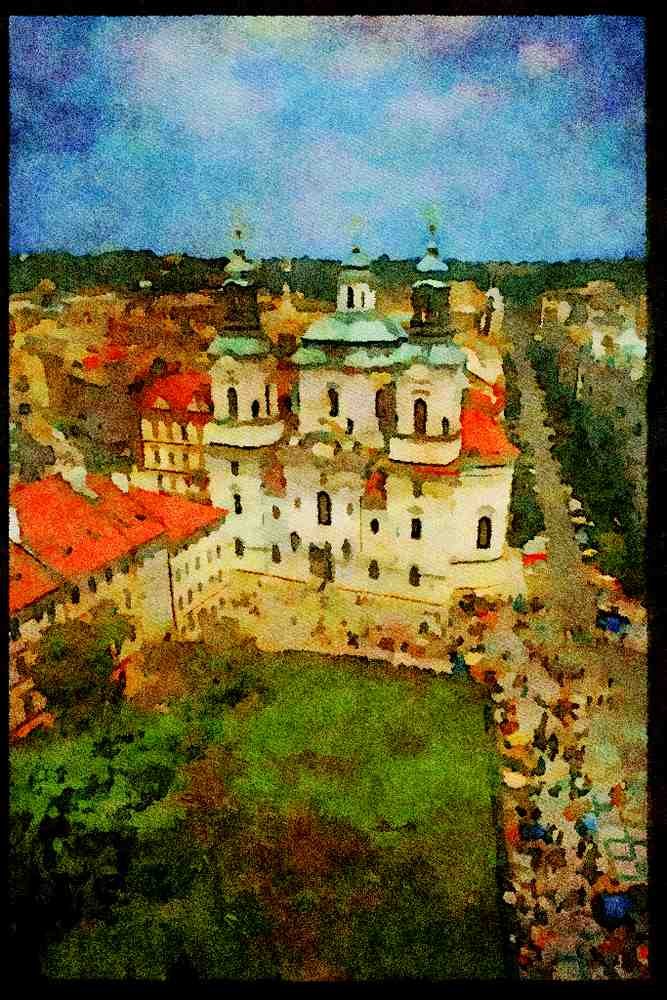 Prague Praha 248028 St. Nicholas Church From Above A4 Limited Edition Watercolour Print