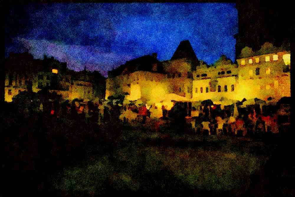 Prague Praha 248030 Old Town Square At Night A4 Limited Edition Watercolour Print