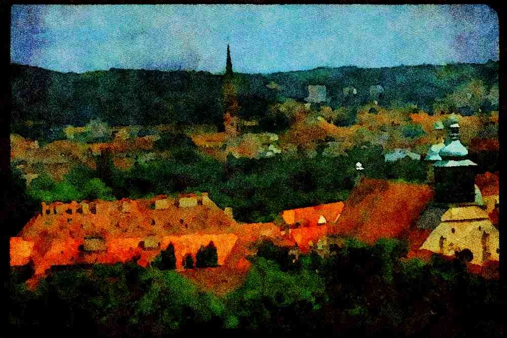 Prague Praha 248031 Above Prague From The Castle A4 Limited Edition Watercolour Print